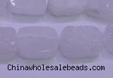 CAG8230 Top drilled 13*18mm rectangle white plated druzy agate beads