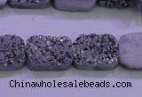 CAG8232 Top drilled 13*18mm rectangle silver plated druzy agate beads