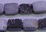 CAG8234 Top drilled 13*18mm rectangle rainbow plated druzy agate beads