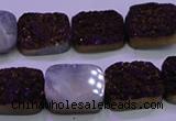 CAG8235 Top drilled 13*18mm rectangle purple plated druzy agate beads