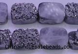 CAG8242 Top drilled 15*20mm rectangle silver plated druzy agate beads