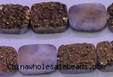 CAG8243 7.5 inches 15*20mm rectangle glod plated druzy agate beads