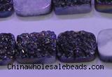 CAG8244 Top drilled 15*20mm rectangle rainbow plated druzy agate beads