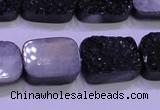 CAG8247 Top drilled 15*20mm rectangle black plated druzy agate beads