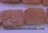 CAG8251 Top drilled 18*25mm rectangle champagne plated druzy agate beads