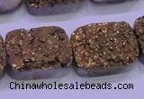 CAG8253 Top drilled 18*25mm rectangle glod plated druzy agate beads