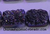 CAG8254 Top drilled 18*25mm rectangle rainbow plated druzy agate beads