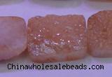 CAG8261 Top drilled 20*30mm rectangle champagne plated druzy agate beads