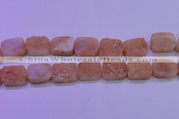 CAG8261 Top drilled 20*30mm rectangle champagne plated druzy agate beads