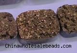 CAG8263 Top drilled 20*30mm rectangle glod plated druzy agate beads