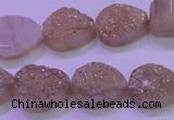 CAG8271 7.5 inches 10*14mm teardrop champagne plated druzy agate beads