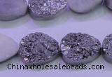 CAG8302 7.5 inches 15*20mm teardrop silver plated druzy agate beads