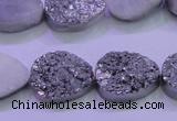 CAG8302 7.5 inches 15*20mm teardrop silver plated druzy agate beads