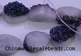 CAG8306 7.5 inches 15*20mm teardrop blue plated druzy agate beads