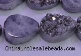 CAG8312 7.5 inches 18*25mm teardrop silver plated druzy agate beads