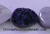 CAG8326 7.5 inches 20*30mm teardrop blue plated druzy agate beads