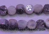 CAG8332 7.5 inches 10mm coin silver plated druzy agate beads