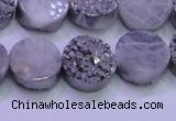 CAG8352 7.5 inches 14mm coin silver plated druzy agate beads