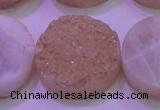 CAG8401 7.5 inches 30mm coin champagne plated druzy agate beads