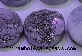 CAG8402 7.5 inches 30mm coin silver plated druzy agate beads