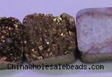 CAG8429 7.5 inches 30*30mm square gold plated druzy agate beads