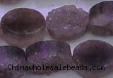 CAG8444 15.5 inches 15*20mm oval grey druzy agate gemstone beads