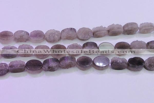 CAG8444 15.5 inches 15*20mm oval grey druzy agate gemstone beads