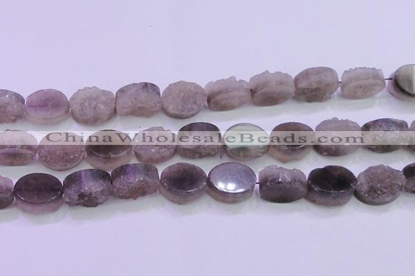CAG8445 15.5 inches 18*25mm oval grey druzy agate gemstone beads