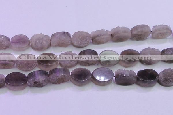 CAG8446 15.5 inches 20*30mm oval grey druzy agate gemstone beads