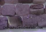 CAG8451 15.5 inches 10*14mm rectangle grey druzy agate gemstone beads