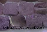 CAG8452 15.5 inches 12*16mm rectangle grey druzy agate gemstone beads