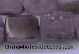 CAG8455 15.5 inches 18*25mm rectangle grey druzy agate gemstone beads