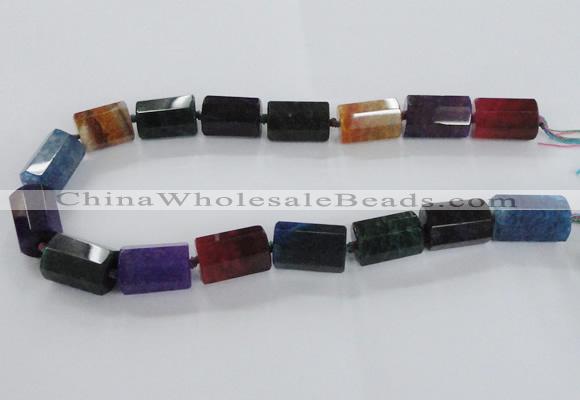 CAG8510 15*18mm - 15*22mm faceted tube dragon veins agate beads
