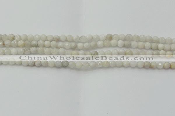 CAG8513 15.5 inches 4mm faceted round grey agate beads wholesale