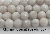 CAG8515 15.5 inches 8mm faceted round grey agate beads wholesale