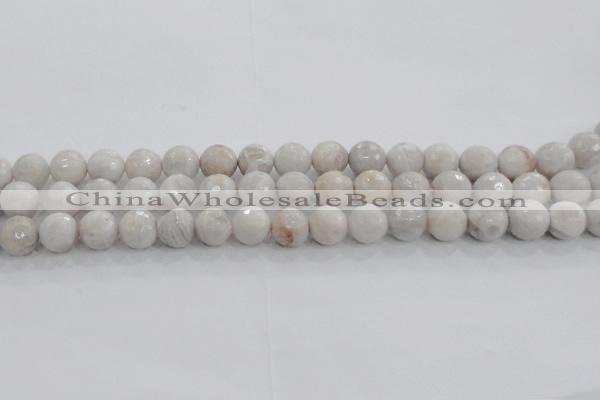 CAG8517 15.5 inches 12mm faceted round grey agate beads wholesale