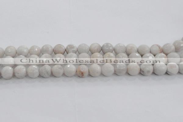 CAG8518 15.5 inches 14mm faceted round grey agate beads wholesale