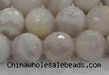 CAG8519 15.5 inches 16mm faceted round grey agate beads wholesale