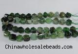 CAG8555 12*14mm - 14*15mm faceted nuggets dragon veins agate beads