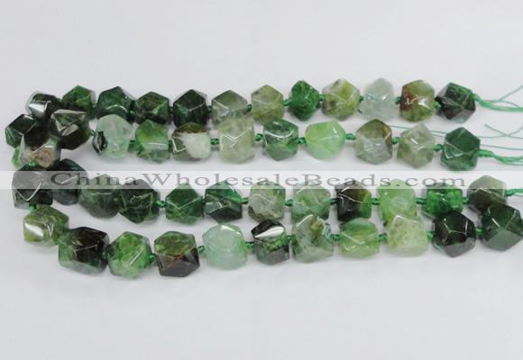 CAG8555 12*14mm - 14*15mm faceted nuggets dragon veins agate beads