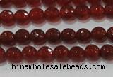 CAG8590 15.5 inches 6mm faceted round red agate gemstone beads