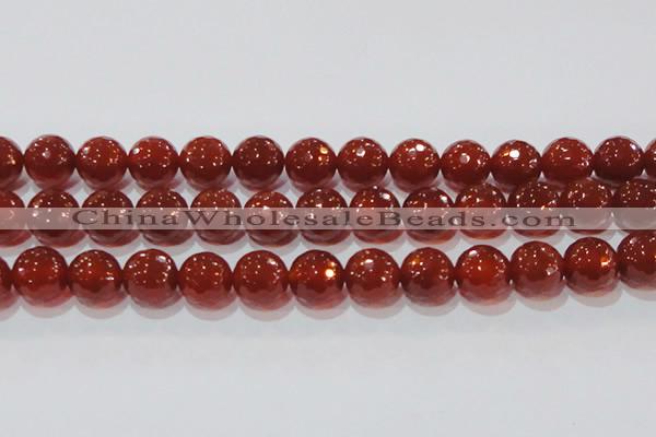 CAG8597 15.5 inches 20mm faceted round red agate gemstone beads