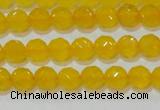 CAG8601 15.5 inches 6mm faceted round yellow agate gemstone beads