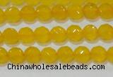 CAG8601 15.5 inches 6mm faceted round yellow agate gemstone beads