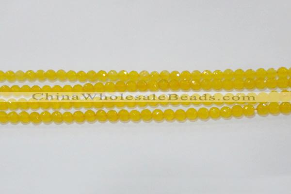 CAG8601 15.5 inches 6mm faceted round yellow agate gemstone beads