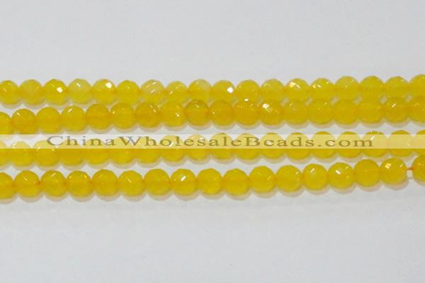 CAG8605 15.5 inches 14mm faceted round yellow agate gemstone beads