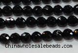 CAG8610 15.5 inches 6mm faceted round black agate gemstone beads