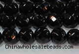 CAG8612 15.5 inches 10mm faceted round black agate gemstone beads