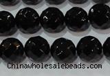 CAG8613 15.5 inches 12mm faceted round black agate gemstone beads