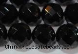 CAG8616 15.5 inches 18mm faceted round black agate gemstone beads